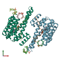 PDB entry 5m37 coloured by chain, front view.