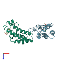 PDB entry 5m39 coloured by chain, top view.