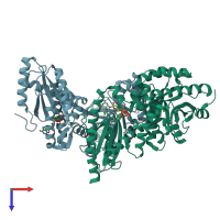 PDB entry 5m3c coloured by chain, top view.