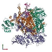 PDB entry 5m3j coloured by chain, front view.