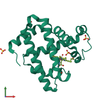 PDB entry 5m3s coloured by chain, front view.