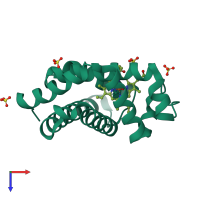PDB entry 5m3s coloured by chain, top view.