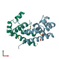 PDB entry 5m3t coloured by chain, front view.