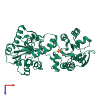 PDB entry 5m3u coloured by chain, top view.