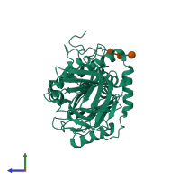 PDB entry 5m3y coloured by chain, side view.