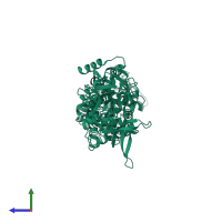 PDB entry 5m41 coloured by chain, side view.