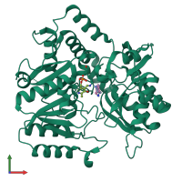 PDB entry 5m49 coloured by chain, front view.