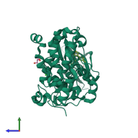 PDB entry 5m4c coloured by chain, side view.