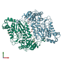PDB entry 5m4g coloured by chain, front view.