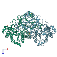 PDB entry 5m4g coloured by chain, top view.