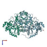 PDB entry 5m4l coloured by chain, top view.