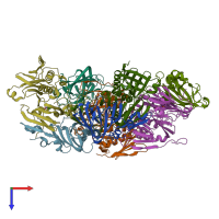 PDB entry 5m4o coloured by chain, top view.