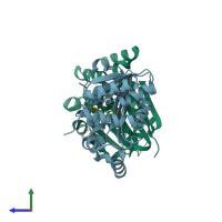 PDB entry 5m58 coloured by chain, side view.