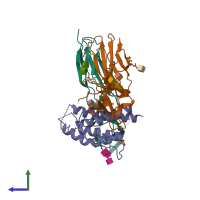 PDB entry 5m5e coloured by chain, side view.