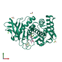 PDB entry 5m5f coloured by chain, front view.