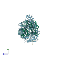 PDB entry 5m5u coloured by chain, side view.