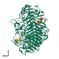 PDB entry 5m60 coloured by chain, side view.