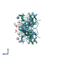 PDB entry 5m62 coloured by chain, side view.