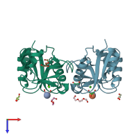 PDB entry 5m62 coloured by chain, top view.