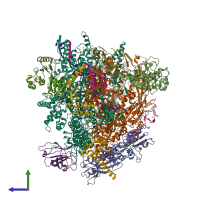 PDB entry 5m64 coloured by chain, side view.