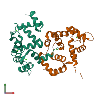 PDB entry 5m6c coloured by chain, front view.