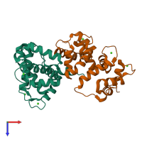 PDB entry 5m6c coloured by chain, top view.