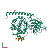 PDB entry 5m6v coloured by chain, front view.