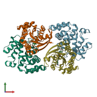 PDB entry 5m6x coloured by chain, front view.