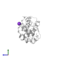 POTASSIUM ION in PDB entry 5m72, assembly 1, side view.
