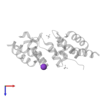 POTASSIUM ION in PDB entry 5m72, assembly 1, top view.