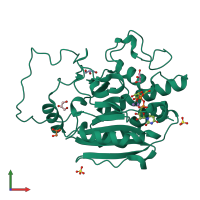 PDB entry 5m7d coloured by chain, front view.