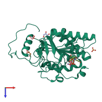 PDB entry 5m7d coloured by chain, top view.