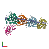 PDB entry 5m7g coloured by chain, front view.