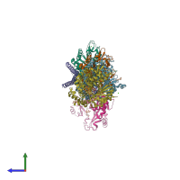 PDB entry 5m7g coloured by chain, side view.