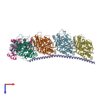 PDB entry 5m7g coloured by chain, top view.