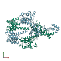 PDB entry 5m7o coloured by chain, front view.