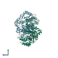 PDB entry 5m7o coloured by chain, side view.