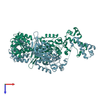 PDB entry 5m7o coloured by chain, top view.