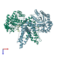 PDB entry 5m7t coloured by chain, top view.