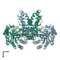 PDB entry 5m7u coloured by chain, top view.