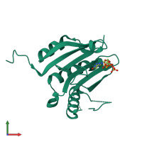 Monomeric assembly 3 of PDB entry 5m7x coloured by chemically distinct molecules, front view.