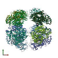 PDB entry 5m86 coloured by chain, front view.