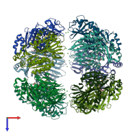 PDB entry 5m86 coloured by chain, top view.