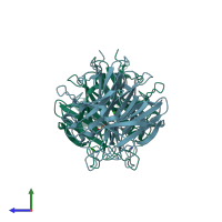 PDB entry 5m8e coloured by chain, side view.
