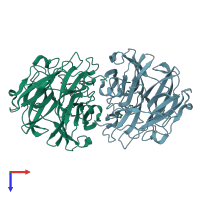 PDB entry 5m8e coloured by chain, top view.