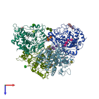 PDB entry 5m8r coloured by chain, top view.