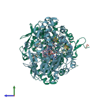 PDB entry 5m8x coloured by chain, side view.