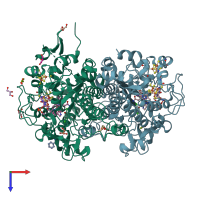 PDB entry 5m8x coloured by chain, top view.