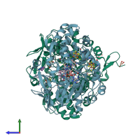 PDB 5m8z coloured by chain and viewed from the side.