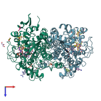 PDB entry 5m92 coloured by chain, top view.